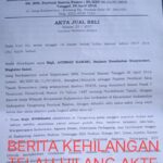 BERITA KEHILANGAN, TELAH HILANG SATU BUAH BUKU, AKTE JUAL BELI (AJB) ATAS NAMA ROHANI UMUR 63 TAHUN,DENGAN NOMOR ; 29/2017 BERALAMAT KAMPUNG KONGSI RT 003/01 DESA BUNIAYU KECAMATAN SUKA MULYA KABUPATEN TANGERANG -BANTEN,HILANG DI RUMAH.